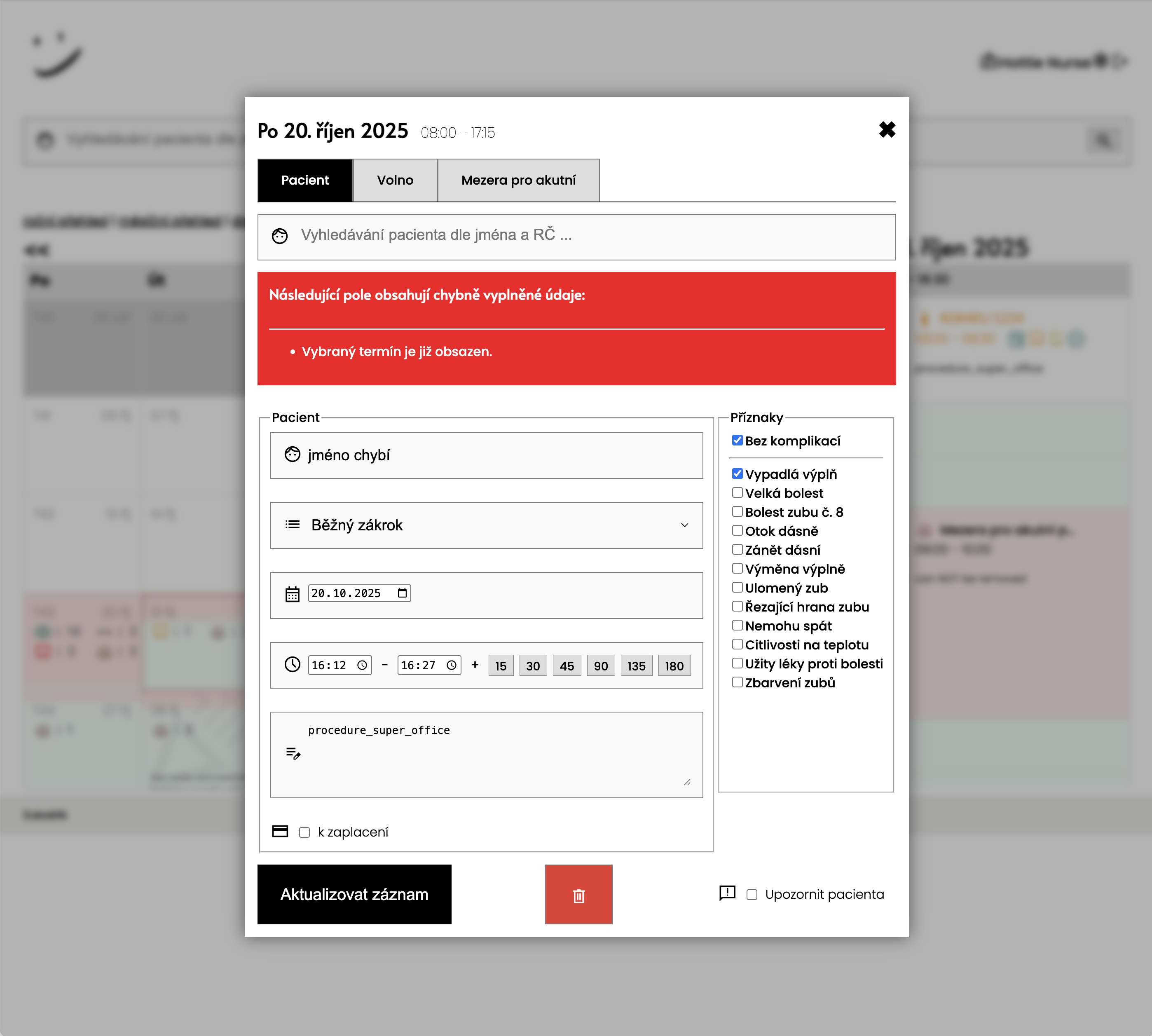 Validace kolizí objednávak