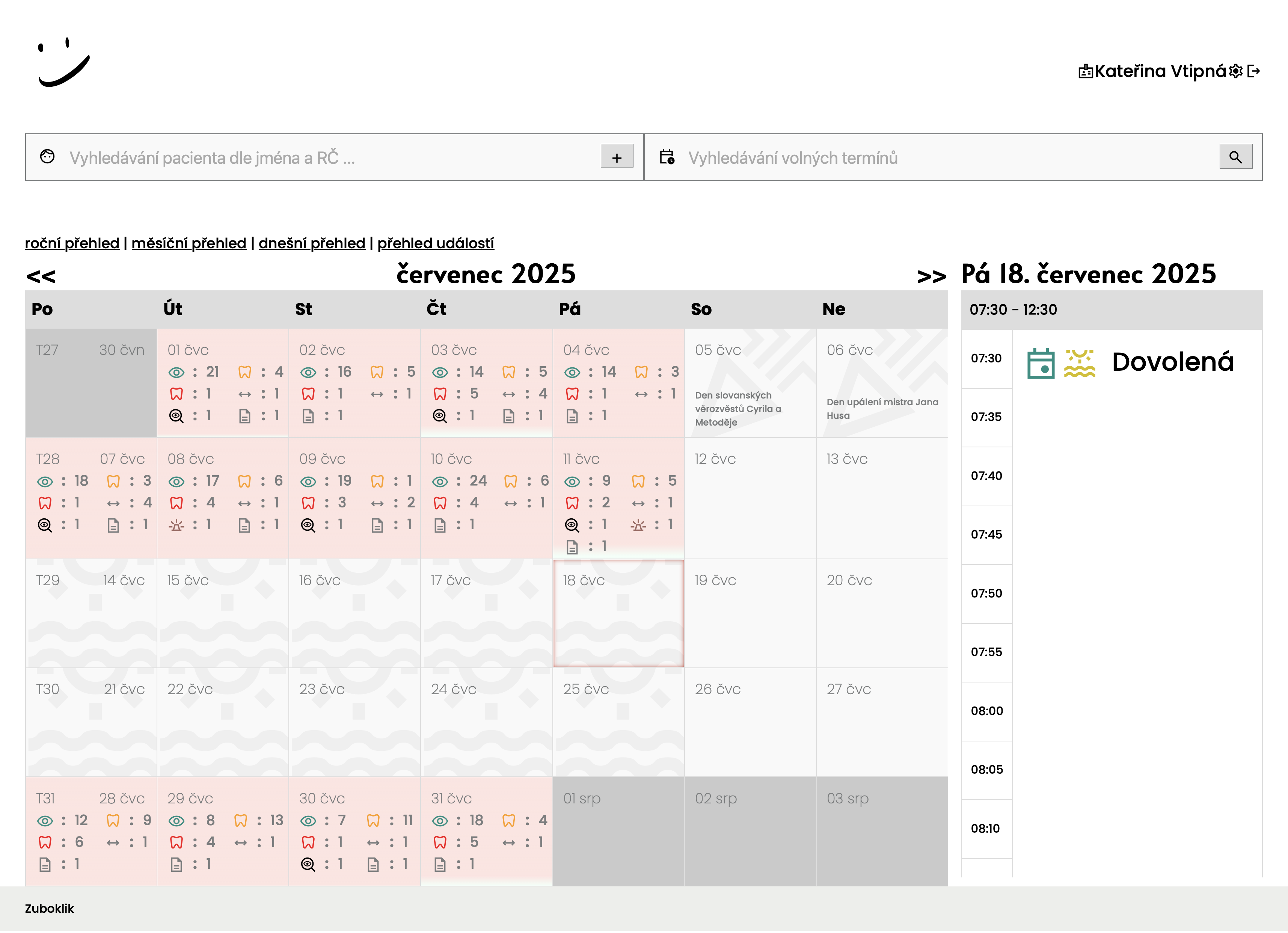 Dovolené a pozastavení provozu