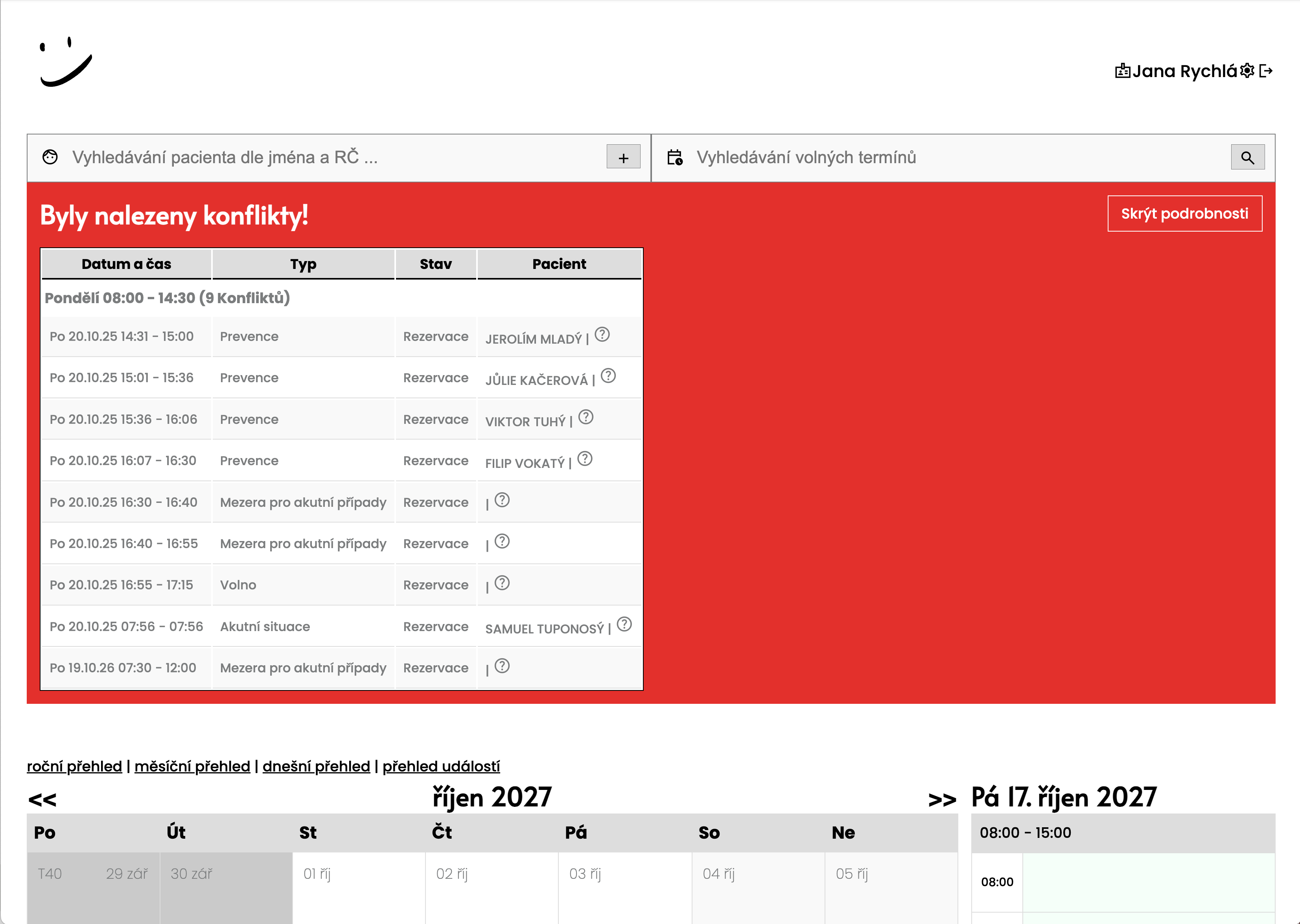 Detekce konfliktů při změně pracovní doby