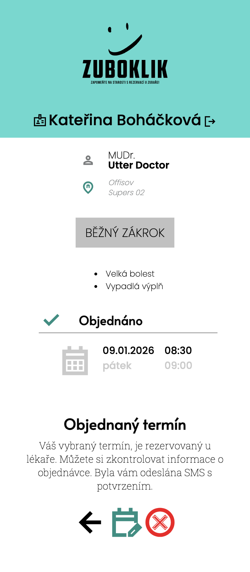 Změna termínu pacientem