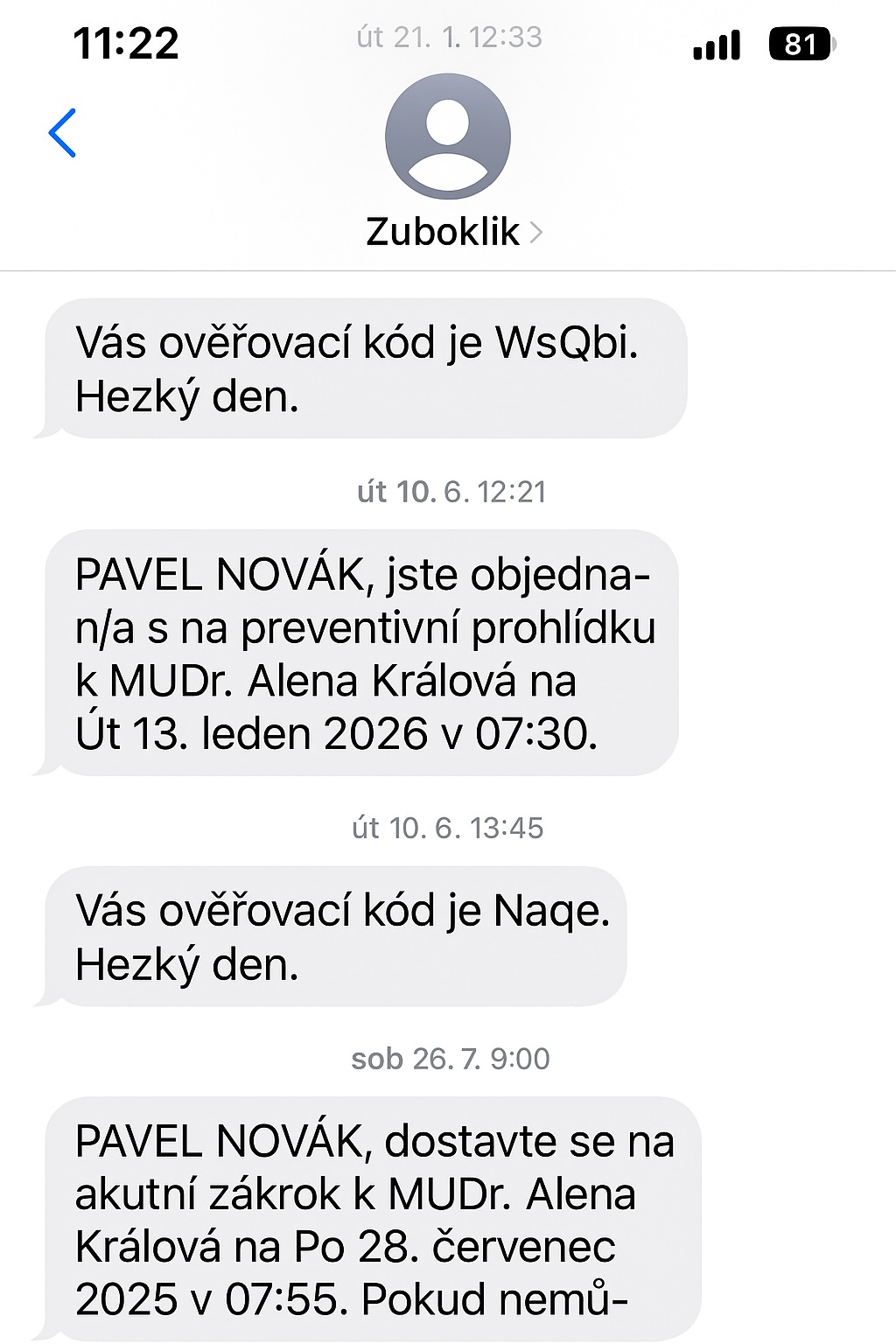 Automatické SMS připomínky