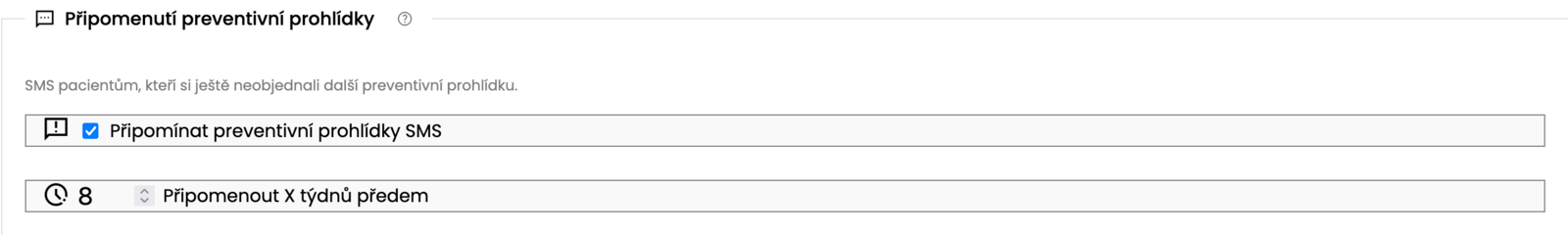 Dentist screen: the check-up reminder settings and the patients contacted