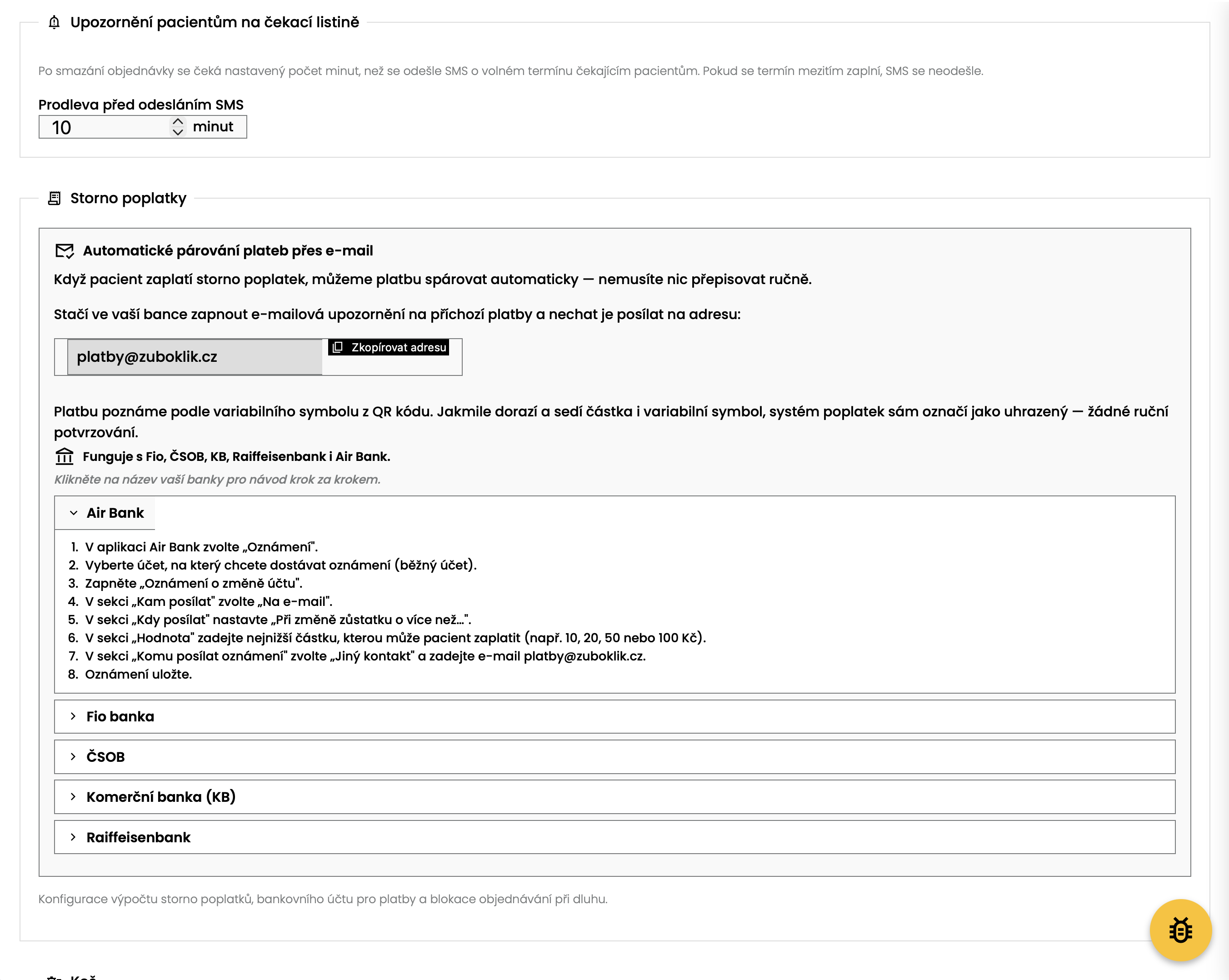 Nurse screen: marking a missed appointment and the fee it raised