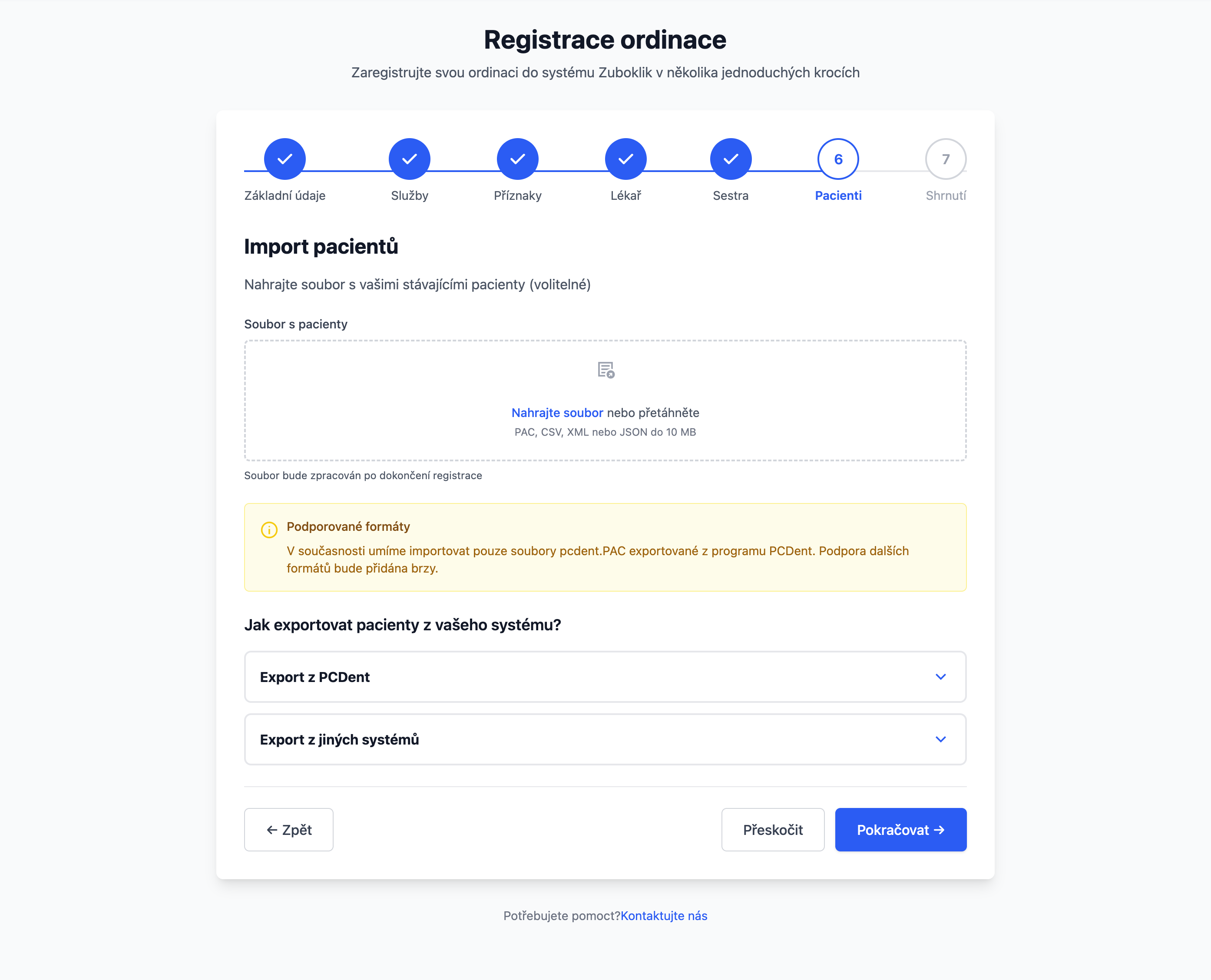 Import pacientů z PCDENT